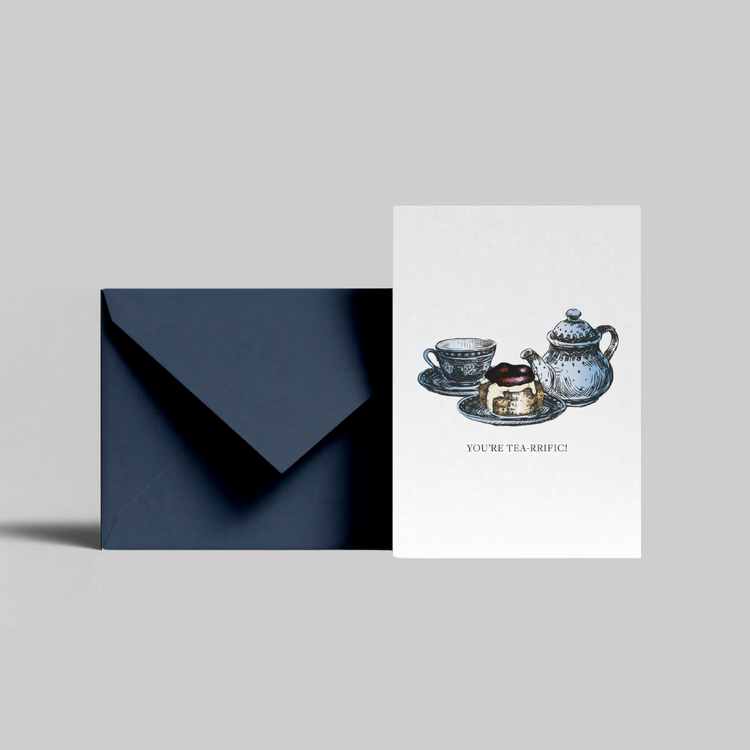 A cream tea illustrated greeting card with you&