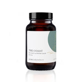 A 250g amber jar of dead sea bath salts scented with Sea Salt and Wood Sage