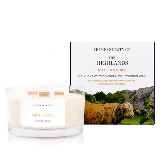 The Highlands - Heather and Gorse 3 Wick Soy Candle