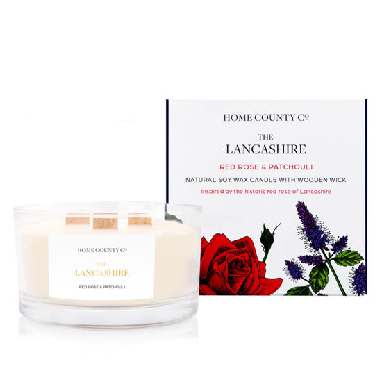 The Lancashire - Red Rose and Patchouli 3 Wick Soy Candle