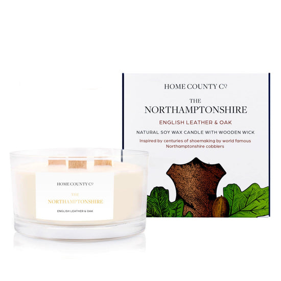 The Northamptonshire - English Leather and Oak 3 Wick Soy Candle