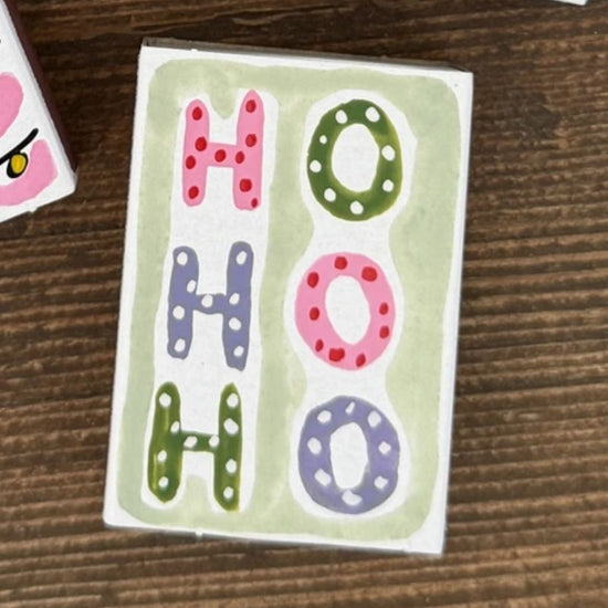 Hand-Painted Christmas Matchbox - Ho, Ho, Ho Design