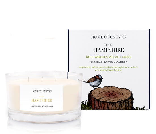 The Hampshire - Rosewood and Velvet Moss 3 Wick Soy Candle