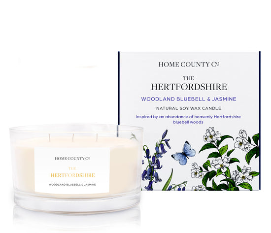 The Hertfordshire - Woodland Bluebell and Jasmine 3 Wick Soy Candle