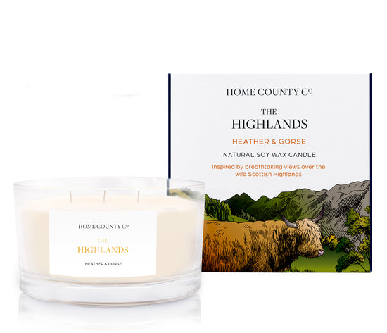 The Highlands - Heather and Gorse 3 Wick Soy Candle