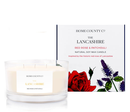 The Lancashire - Red Rose and Patchouli 3 Wick Soy Candle