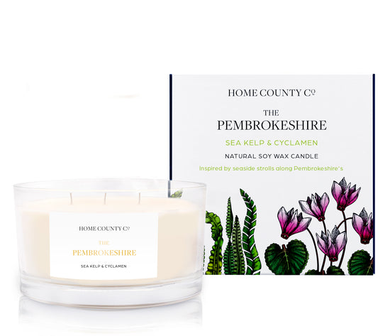 The Pembrokeshire - Sea Kelp and Cyclamen 3 Wick Soy Candle