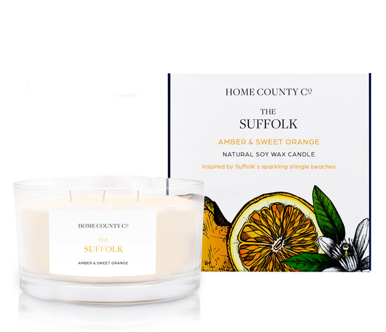 The Suffolk - Amber and Sweet Orange 3 Wick Soy Candle