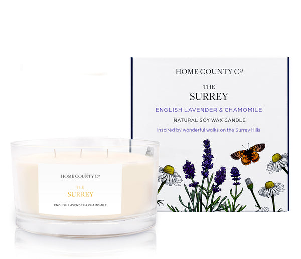 The Surrey - English Lavender and Chamomile 3 Wick Soy Candle