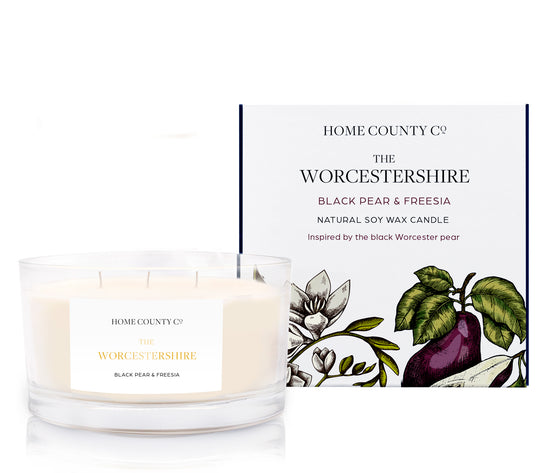 The Worcestershire - Black Pear and Freesia 3 Wick Soy Candle