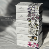 Stack of Home County Co. soap bars, hand-wrapped in Buckinghamshire