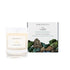 A freshwater minerals scented soy wax candle inspired by the Lake District is shown next to its sustainable candle box with lakeside illustration