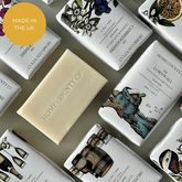 Home County Co. county soap bars shown in a flatlay with Made in the UK callout