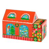 The Christmas House matchbox from Archivist is shown open with red and green tipped matches on show