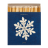 A box of Archivist matches with a Winter Joy snowflake design is shown open with 125 white tipped long matches inside