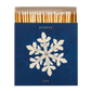 A box of Archivist matches with a Winter Joy snowflake design is shown open with 125 white tipped long matches inside