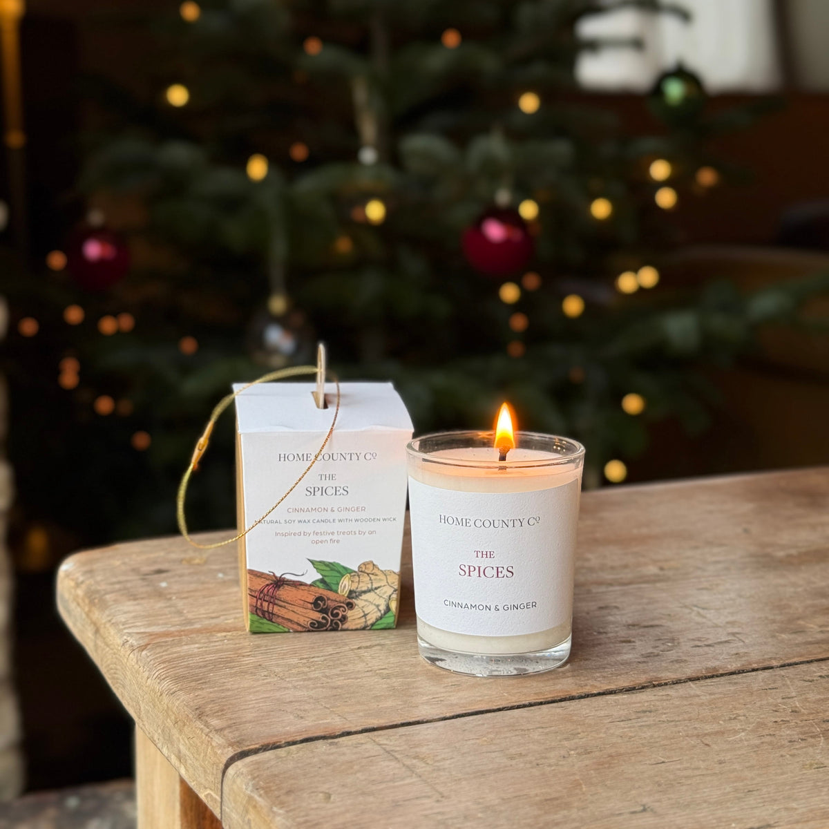 A lit Home County Candles &