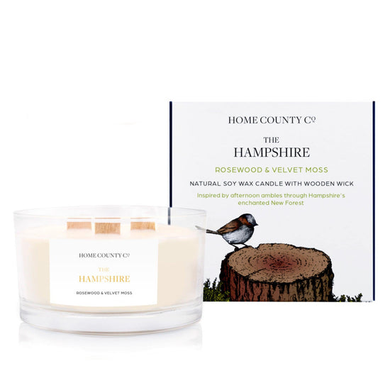 The Hampshire - Rosewood and Velvet Moss 3 Wick Soy Candle