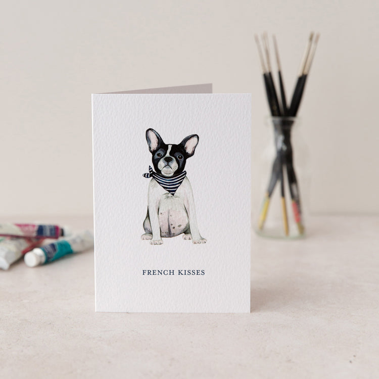 French Kisses French Bulldog birthday card by Sophie Brabbins