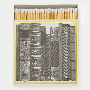 A box of luxury long matches from Archivist Gallery with library books design