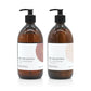 A 500ml floral peony and wildflowers scented hand wash and lotion duo from the Home County Co. is shown in eco-friendly amber glass bottles